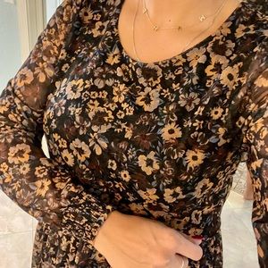 Midi dress with mash sleeves in floral print, Vila, size L